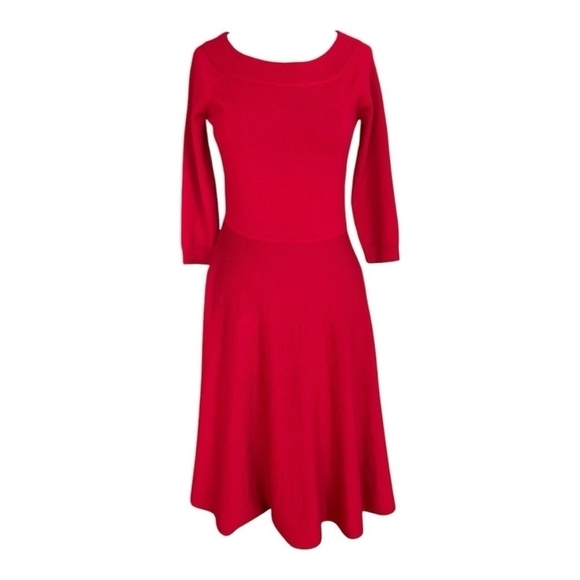 Women’s Dress Lauren Ralph Lauren Ruched 3/4 Sleeve Dress Merino Wool Dress - Picture 2 of 6